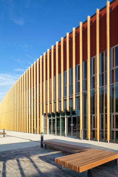 Entrance and elevation of external timber seating. 4 of 20