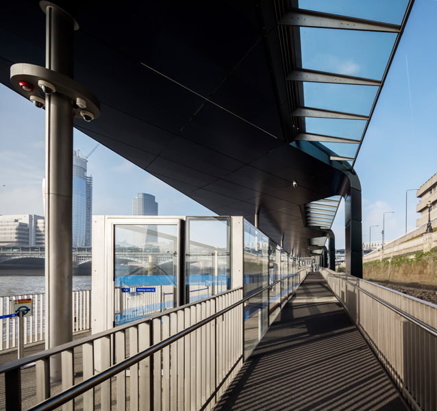 Photograph of the ramp waiting area with metal-clad soffit, 10 of 11.